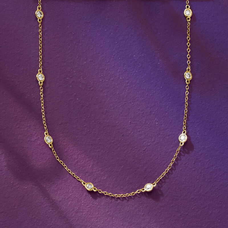 1.00 ct. t.w. Bezel-Set Diamond Station Necklace in 14kt Yellow Gold image number 6