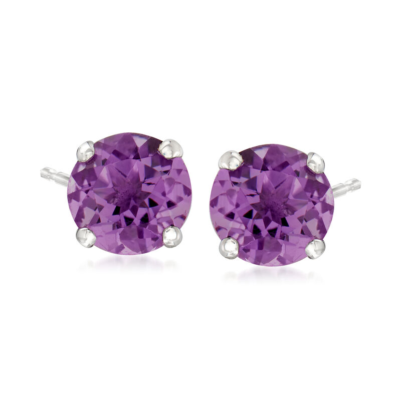 1.50 ct. t.w. Amethyst Stud Earrings in 14kt White Gold image number 0