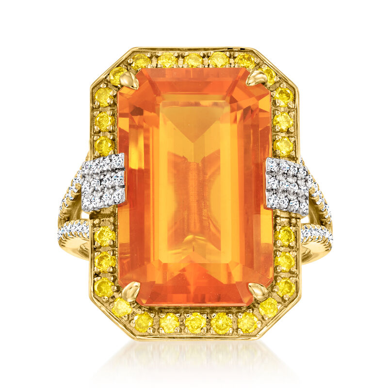 Fire Opal Ring with .72 ct. t.w. Yellow and White Diamonds in 18kt Two-Tone Gold image number 0