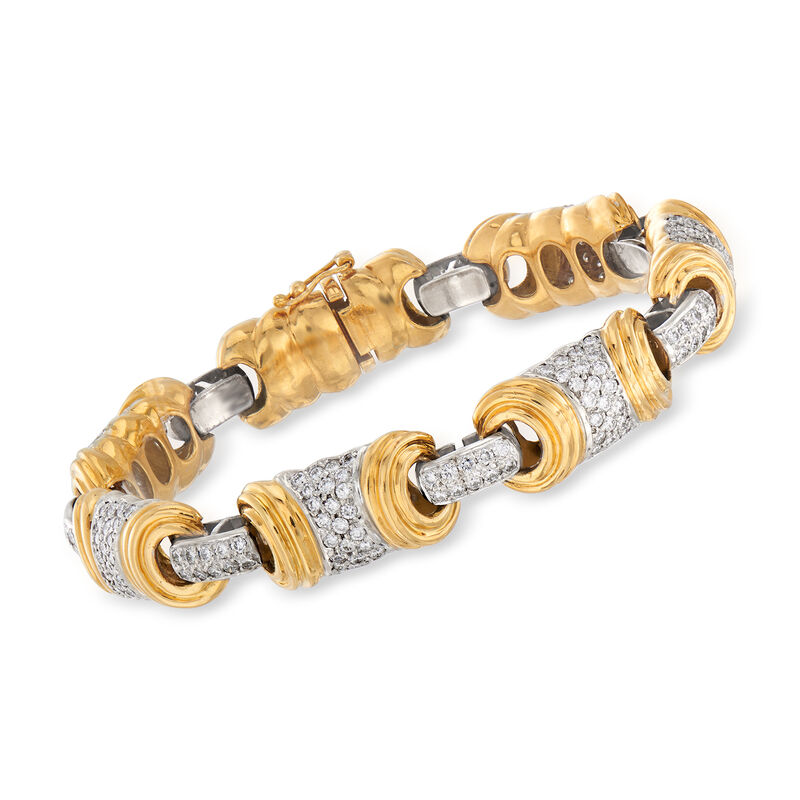 C. 1980 Vintage 4.75 ct. t.w. Diamond Section Bracelet in 18kt Two-Tone Gold image number 0