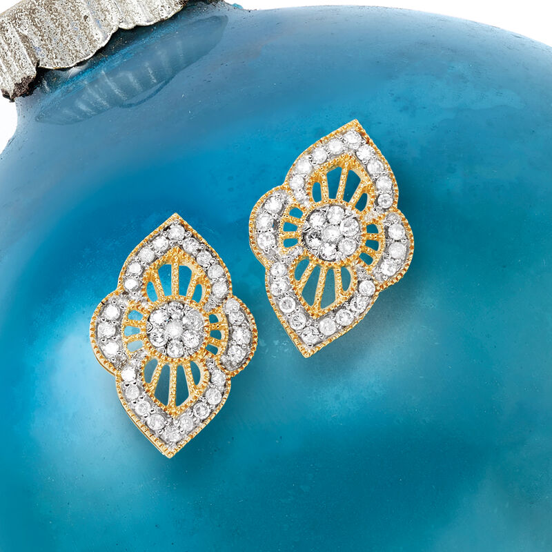 .50 ct. t.w. Diamond Cluster Earrings in 18kt Gold Over Sterling image number 2