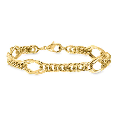 14kt Yellow Gold-Plated Geometric-Link Bracelet