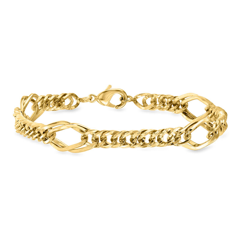 14kt Yellow Gold-Plated Geometric-Link Bracelet image number 0