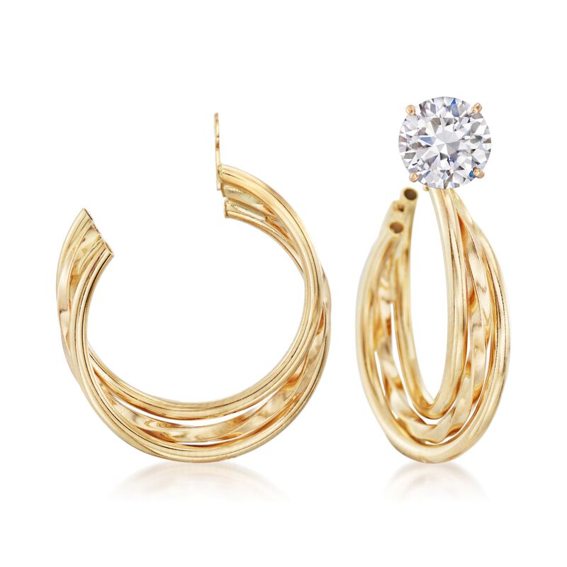 14kt Yellow Gold Multi-Row Twisted Hoop Earring Jackets  image number 0