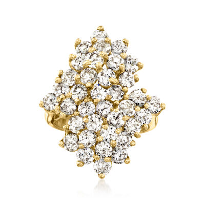 C. 2000 Vintage 3.60 ct. t.w. Diamond Cluster Ring in 14kt Yellow Gold
