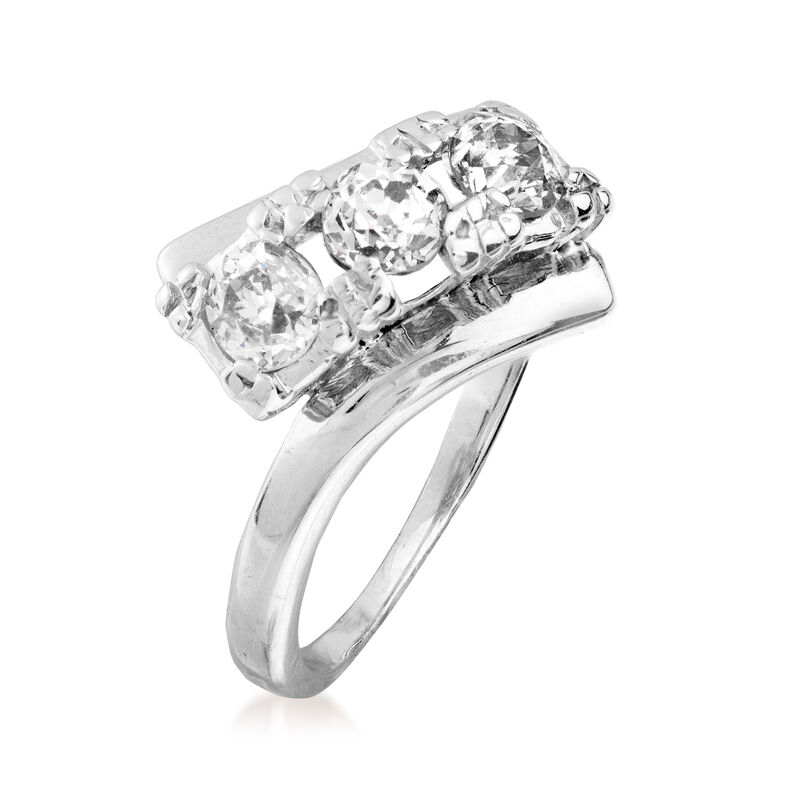 C. 1950 Vintage .55 ct. t.w. Diamond Diagonal Ring in 14kt White Gold image number 2