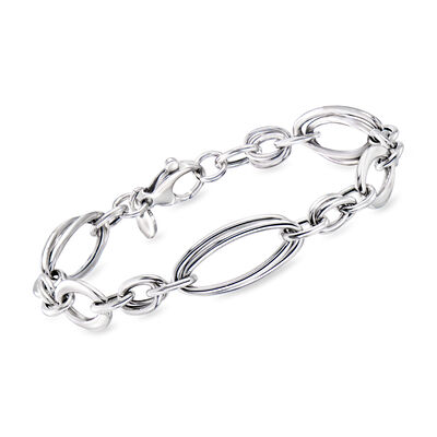 Italian Sterling Silver Interlocking Oval-Link Bracelet
