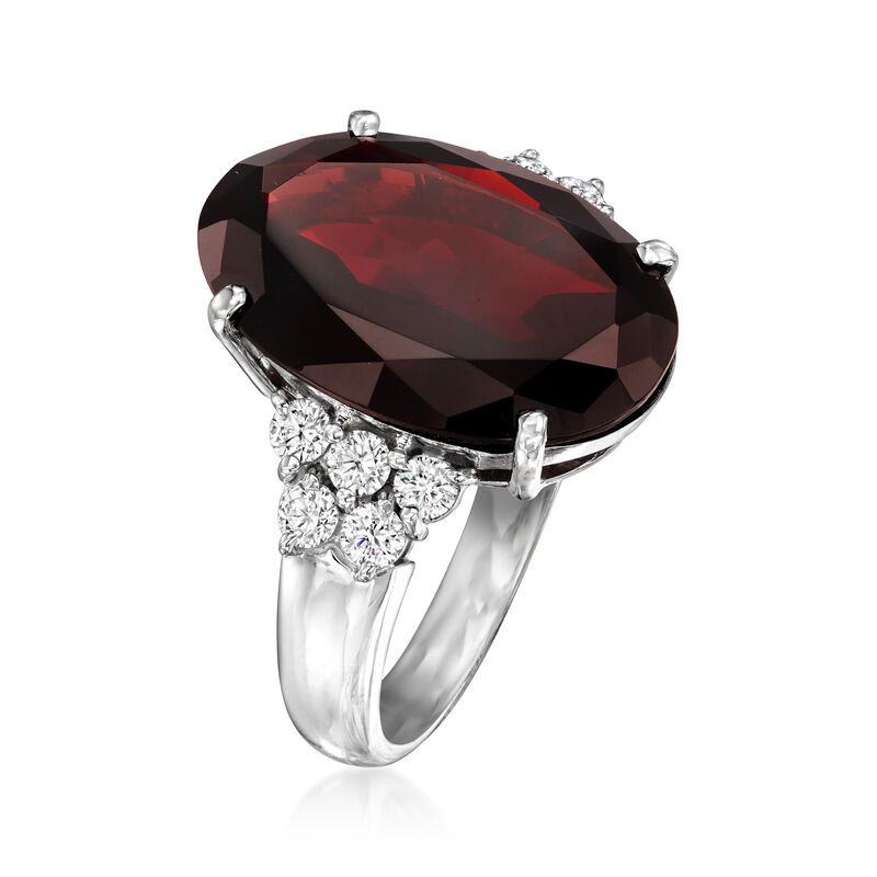 C. 1990 Vintage 12.86 Carat Garnet and .50 ct. t.w. Diamond Ring in Platinum. Size 6.5 image number 2