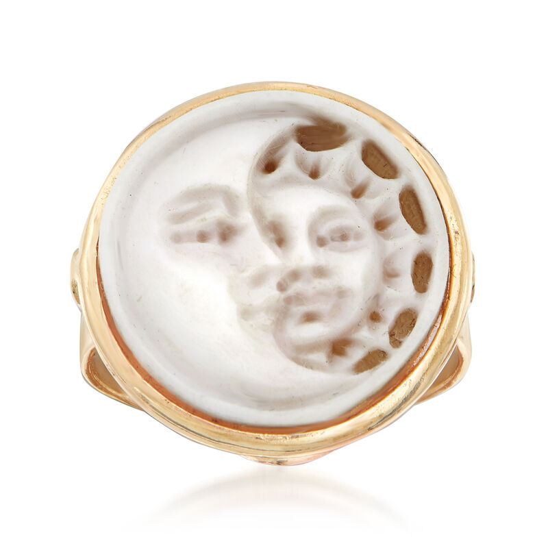 Italian Sun and Moon Shell Cameo Ring in 14kt Yellow Gold image number 0