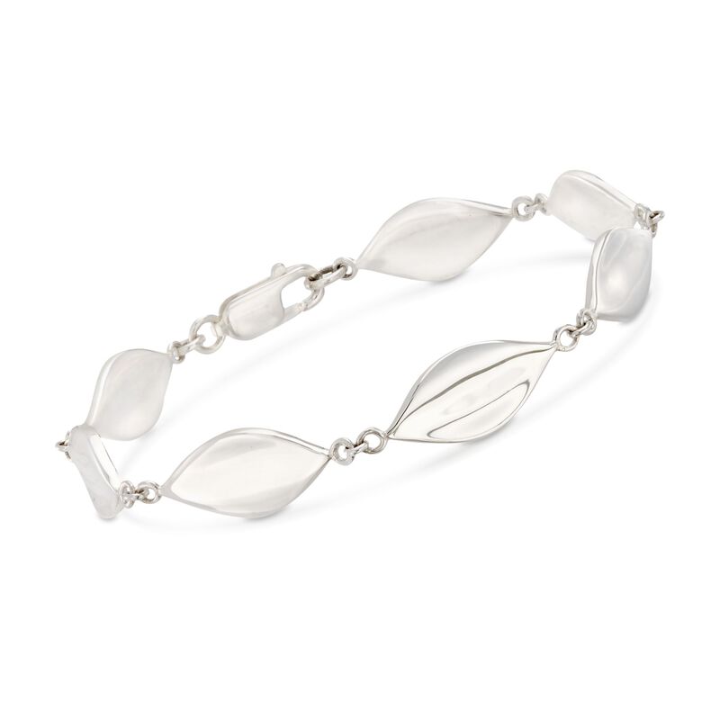 Zina Sterling Silver &quot;Smooth Leaf&quot; Bracelet. 7.5&quot; image number 0