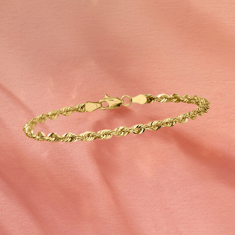 3.2mm 14kt Yellow Gold Rope-Chain Bracelet. 7" image number 4