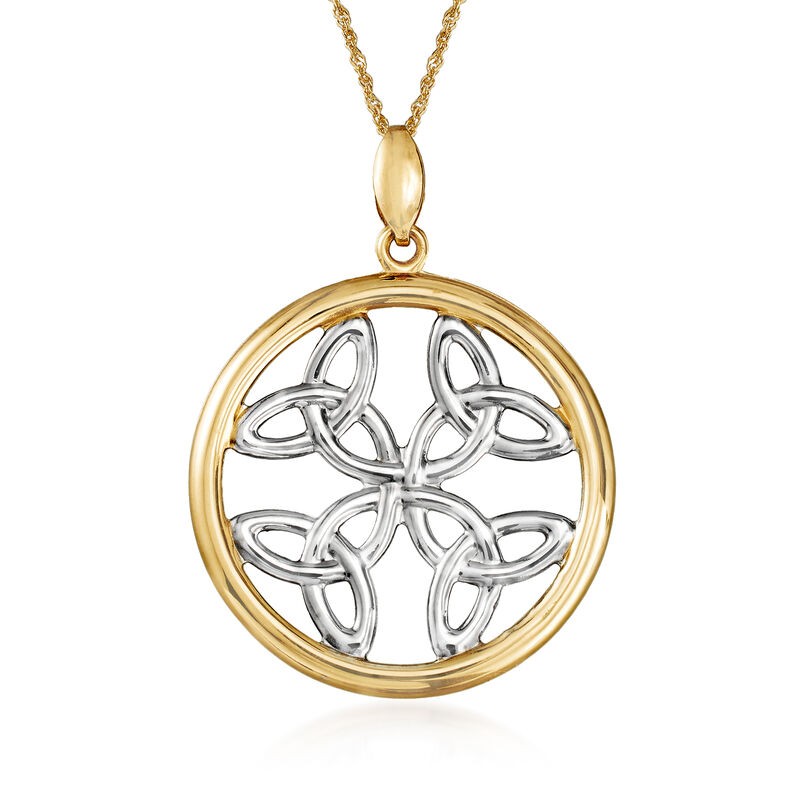 14kt Two-Tone Gold Trinity Knots Pendant Necklace. 18&quot; image number 1