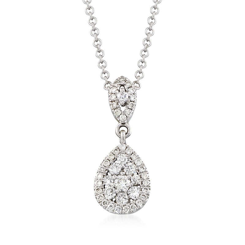 Gabriel Designs .33 ct. t.w. Diamond Drop Necklace in 14kt White Gold. 17.5&quot; image number 1