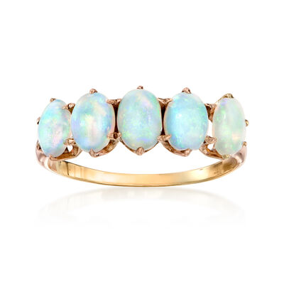 C. 1970 Vintage Opal Five-Stone Ring in 9kt Rose Gold