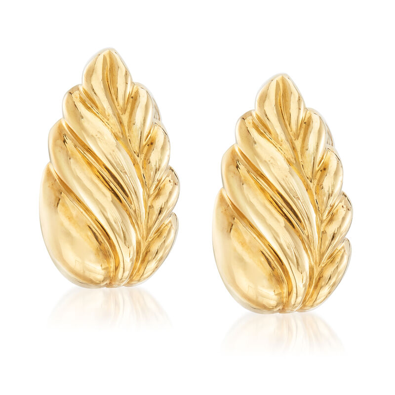 C. 1980 Vintage Tiffany Jewelry 18kt Yellow Gold Clip-On Leaf Earrings image number 0