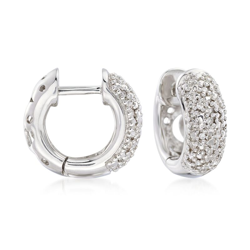 .10 ct. t.w. Diamond Huggie Hoop Earrings in Sterling Silver image number 0