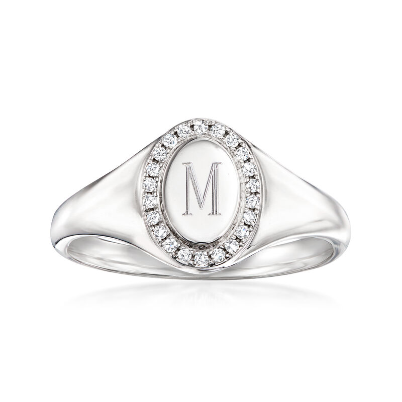 .10 ct. t.w. Diamond Personalized Oval Signet Ring in Sterling Silver image number 0