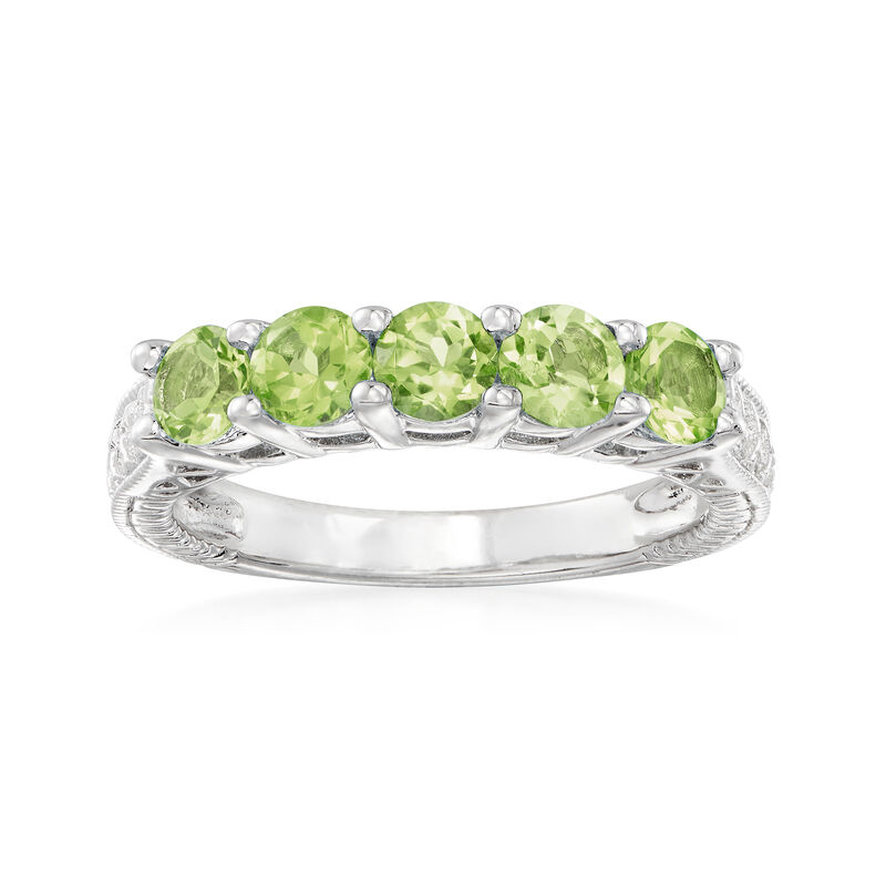 1.30 ct. t.w. Peridot Five-Stone Ring in Sterling Silver image number 0