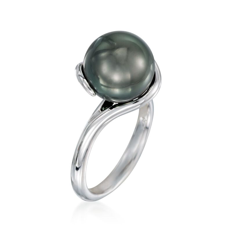 Mikimoto 11mm Black South Sea Pearl Twisted Ring in 18kt White Gold image number 2