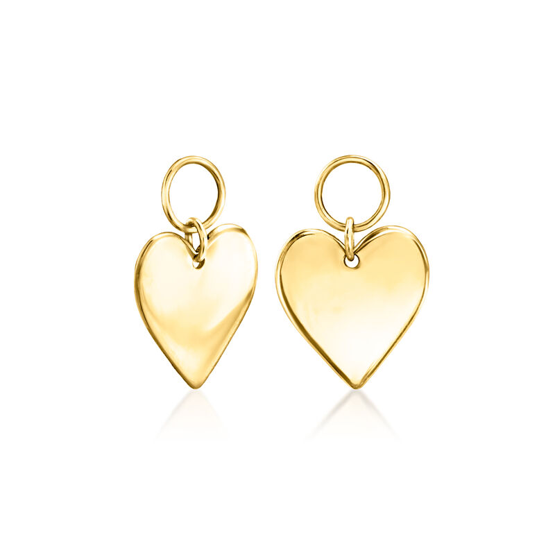 Italian 14kt Yellow Gold Heart Single Hoop Charm image number 2