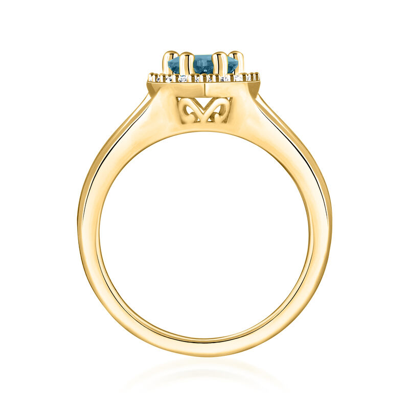1.60 Carat London Blue Topaz Ring with .23 ct. t.w. Diamonds in 14kt Yellow Gold image number 2
