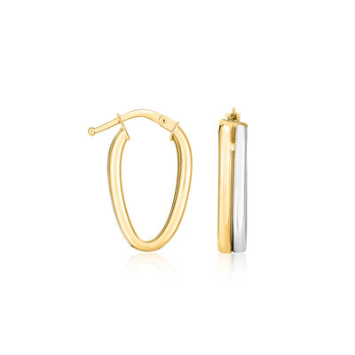 Italian 14kt Two-Tone Gold Oval Hoop Earrings