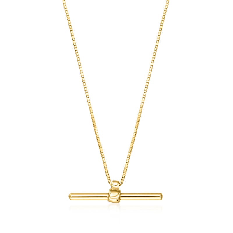 Italian 14kt Yellow Gold Horizontal Bar Necklace. 16" image number 0