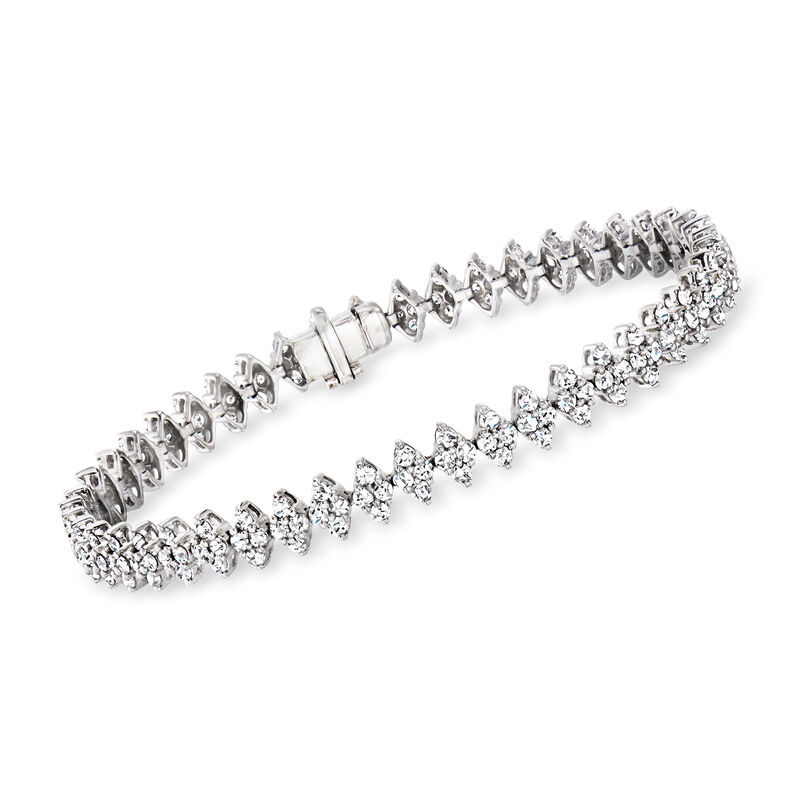 C. 1990 Vintage 4.50 ct. t.w. Diamond Marquise-Shaped Station Bracelet in 18kt White Gold. 6.5" image number 0