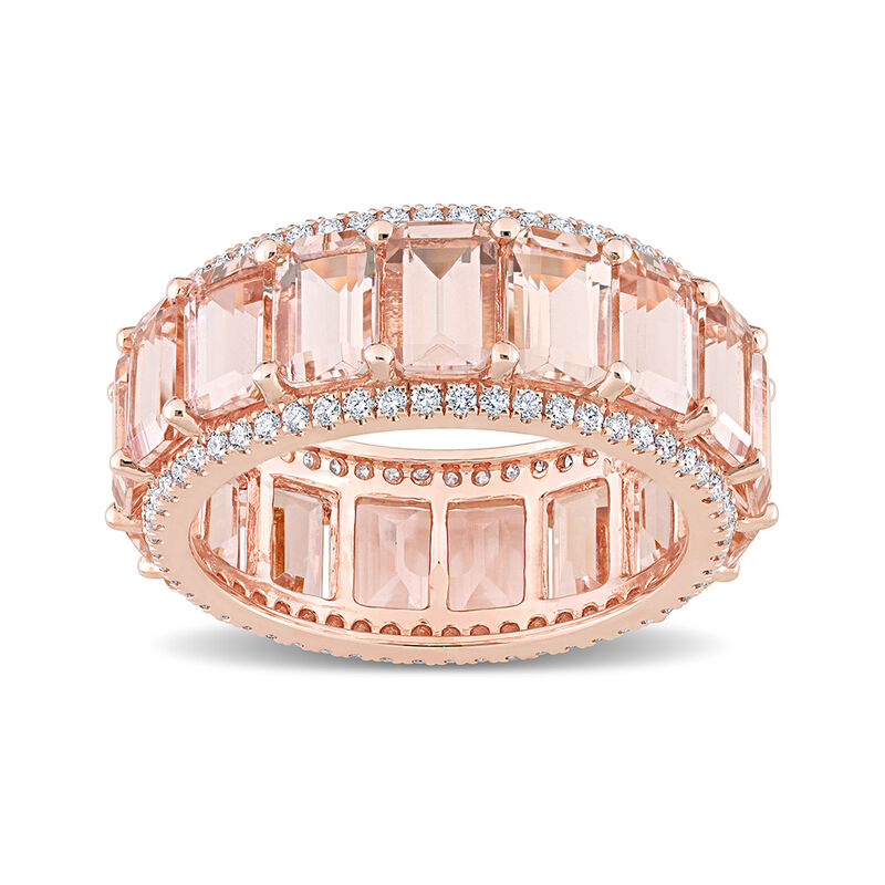 8.25 ct. t.w. Morganite Eternity Band with .57 ct. t.w. Diamonds in 14kt Rose Gold image number 0