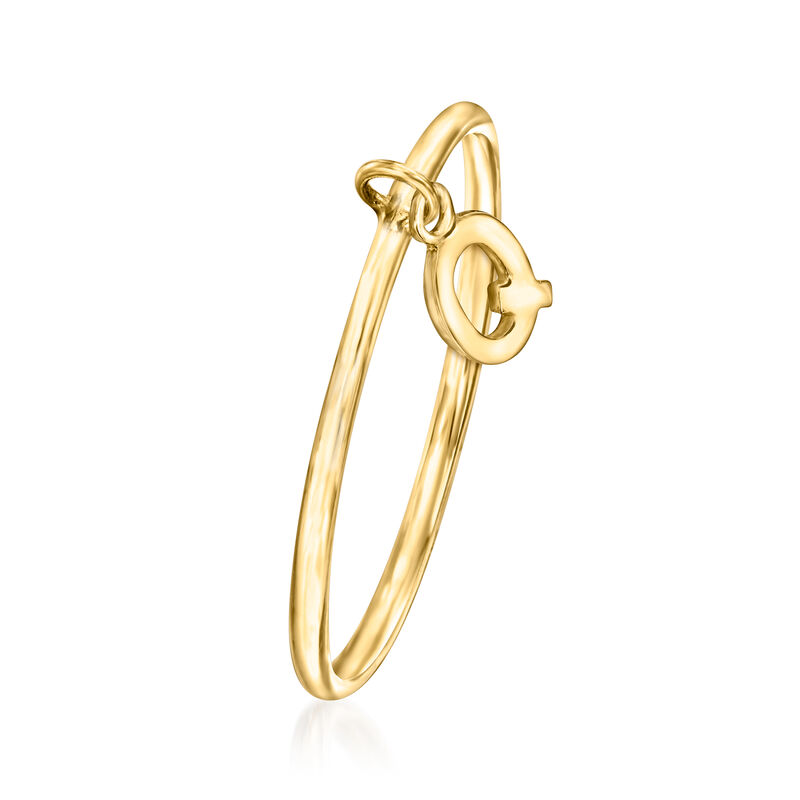 14kt Yellow Gold "Q" Initial Charm Ring. Size 8 image number 2