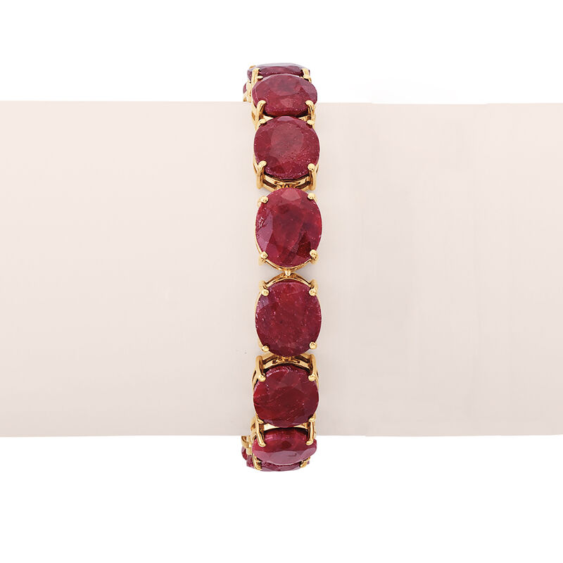 75.00 ct. t.w. Ruby Bracelet in 18kt Gold Over Sterling image number 2