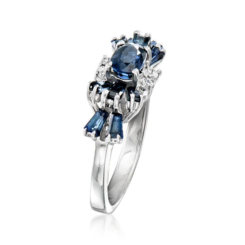 C. 2010 Vintage 1.75 ct. t.w. Sapphire and .12 ct. t.w. Diamond Bow Ring in 18kt White Gold. Size 5.75 image number 2