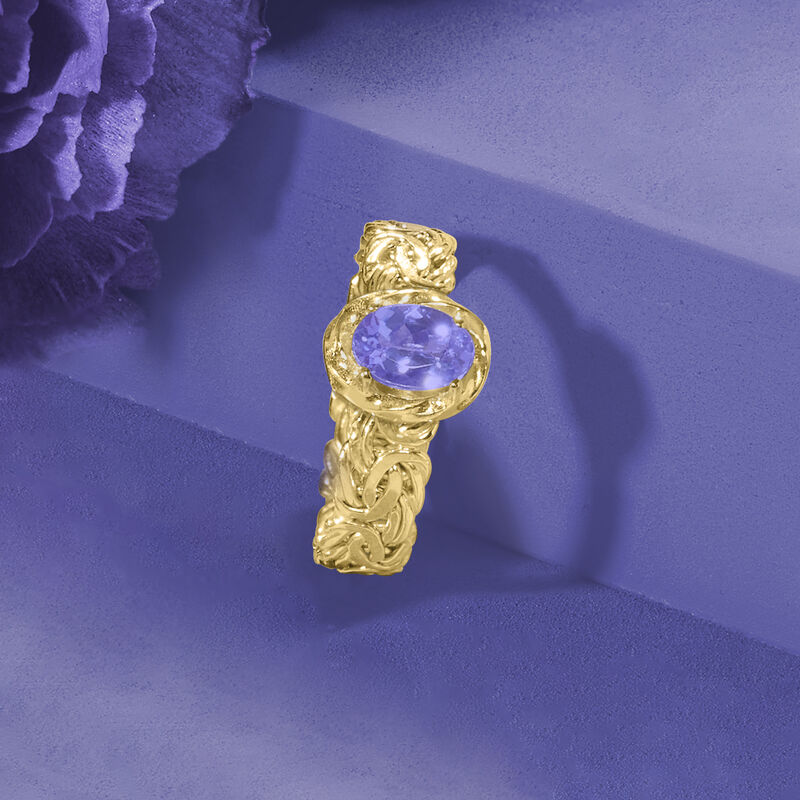 .60 Carat Tanzanite Byzantine Ring in 14kt Yellow Gold image number 3