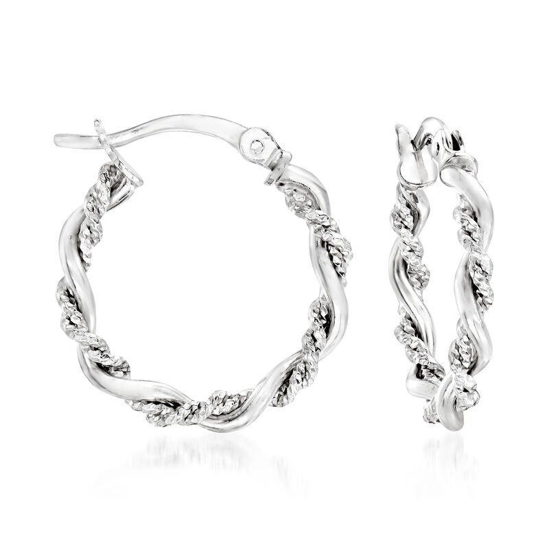 Sterling Silver Jewelry Set: Three Pairs of Hoop Earrings. 3/4&quot; image number 5