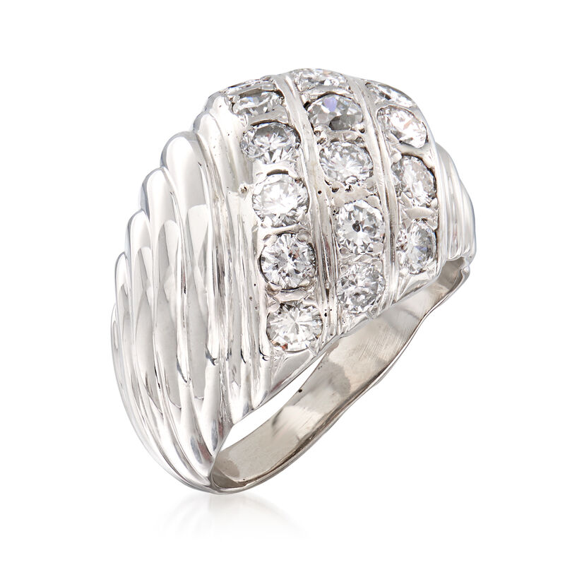 C. 1970 Vintage 2.00 ct. t.w. Diamond Shrimp Ring in 14kt White Gold image number 2