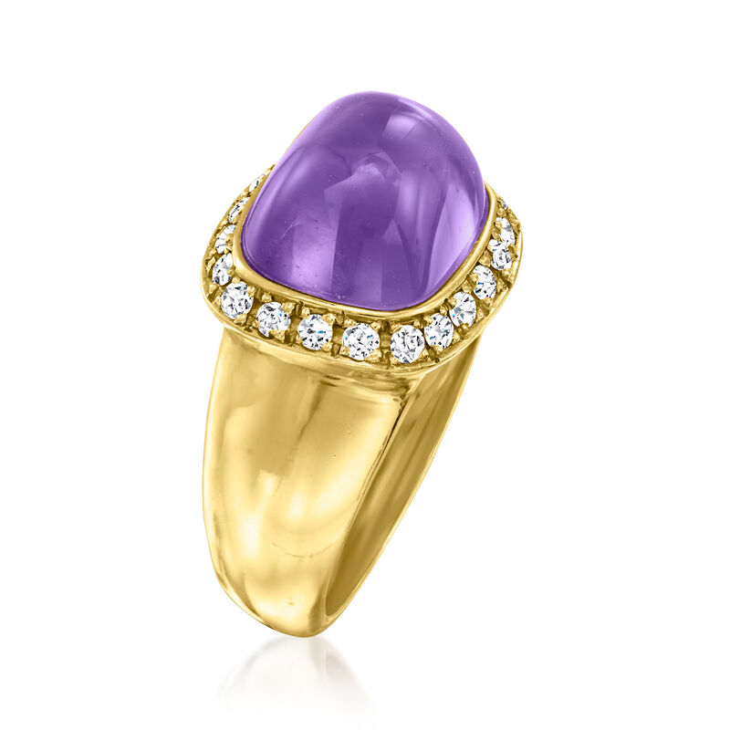 C. 1980 Vintage 6.40 Carat Amethyst and .50 ct. t.w. Diamond Ring in 18kt Yellow Gold. Size 6.5 image number 2