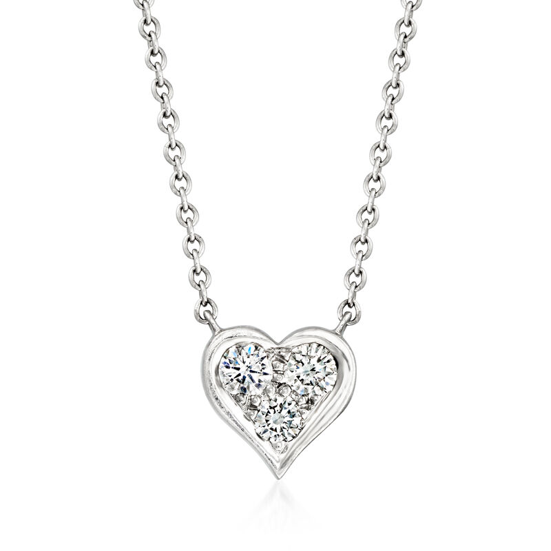 C. 2000 Vintage Tiffany Jewelry .15 ct. t.w. Diamond Heart Necklace in Platinum. 16" image number 0