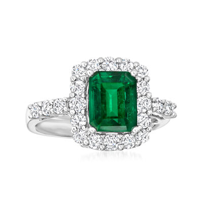 Le Vian "Couture" 2.00 Carat New Emerald Ring with .88 ct. t.w. Vanilla Diamonds in Platinum