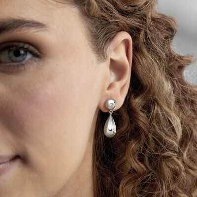 Sterling Silver-Plated Teardrop Earrings