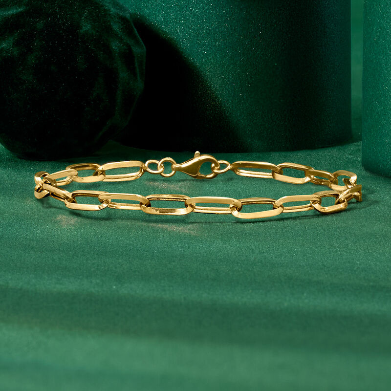 10kt Yellow Gold Paper Clip Link Bracelet image number 3