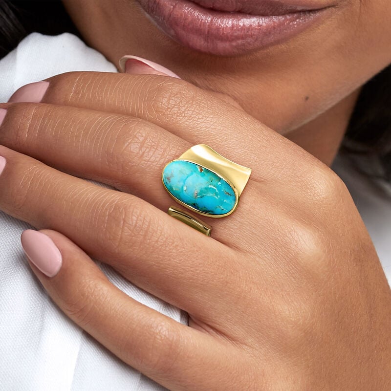 Turquoise Wrap Ring in 18kt Gold Over Sterling image number 1