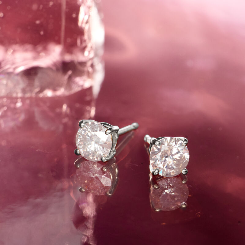 1.00 ct. t.w. Diamond Stud Earrings in 14kt White Gold image number 3