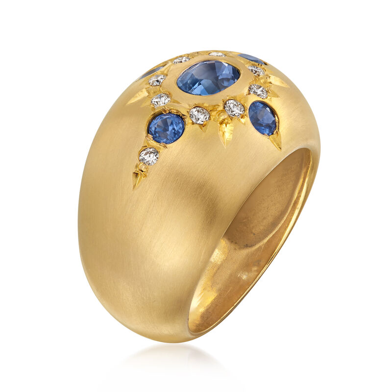 Mazza 1.33 ct. t.w. Sapphire Ring with Diamond Accents in 14kt Yellow Gold image number 2