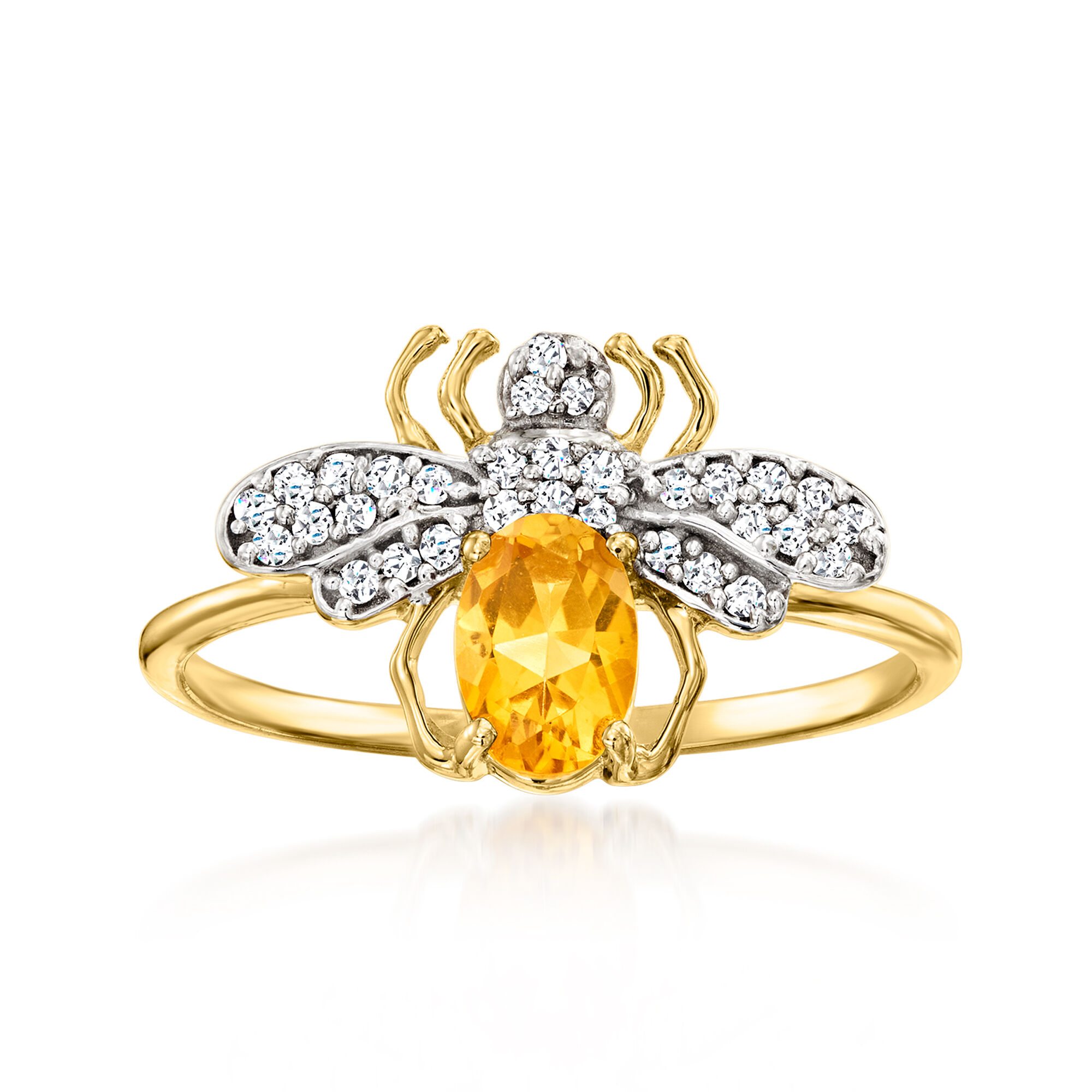 40 Carat Citrine and .10 ct. t.w. Diamond Bumblebee Ring in 14kt