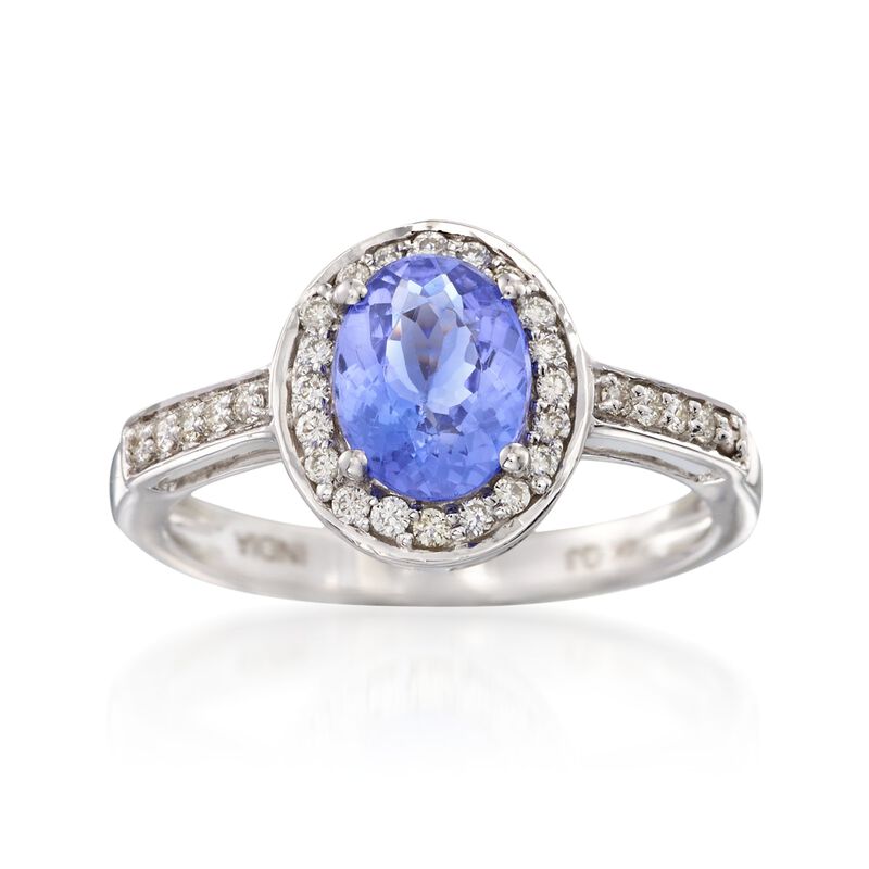 1.10 Carat Tanzanite and .26 ct. t.w. Diamond Ring in 14kt White Gold image number 0