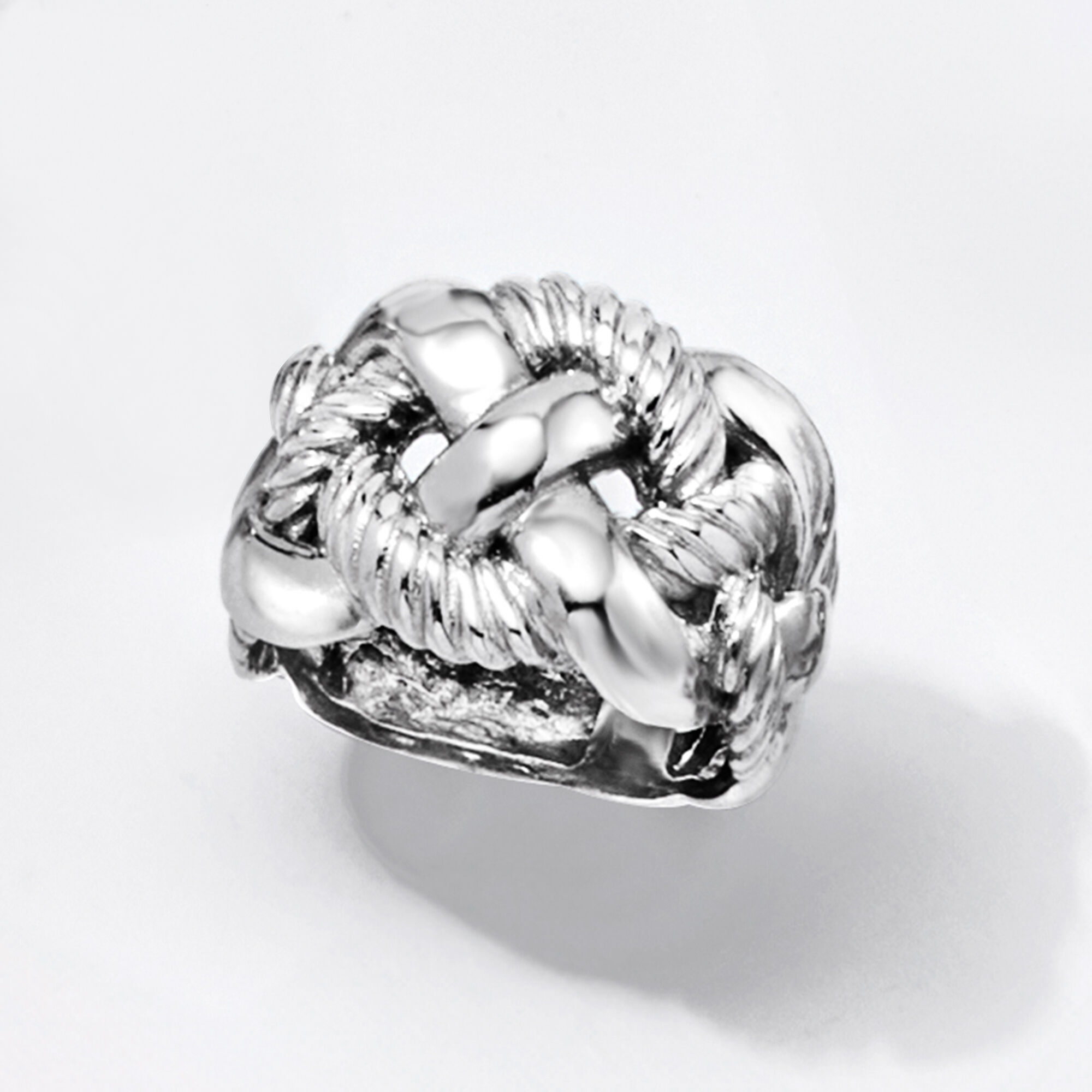 品質満点 Italian Sterling Ring Braided Wide Silver アクセサリー
