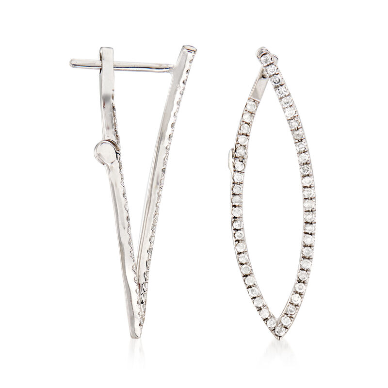 .25 ct. t.w. Diamond Front-Back Hoop Earrings in 14kt White Gold image number 2