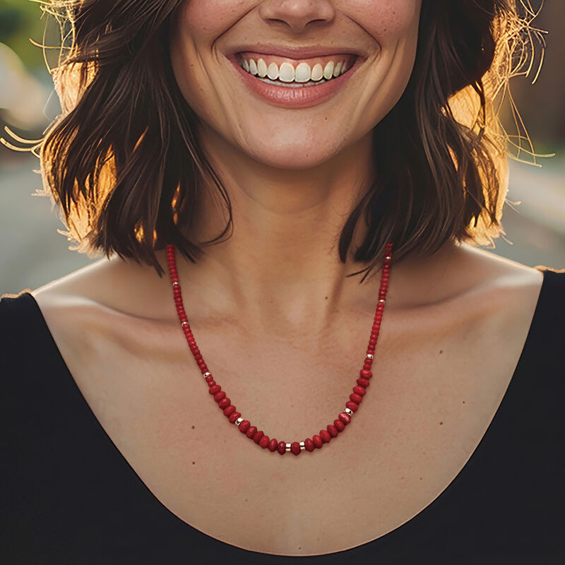 4.5-8mm Red Coral Bead Graduated Necklace with 14kt Yellow Gold. 20" image number 0