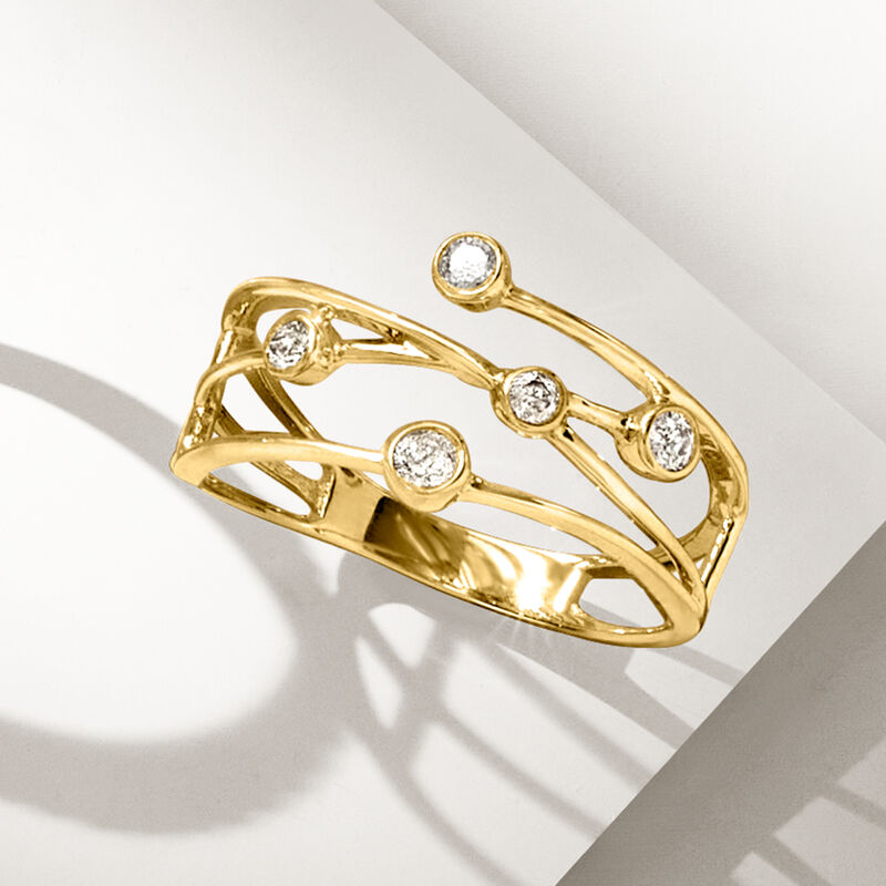 .25 ct. t.w. Bezel-Set Diamond Crisscross Ring in 14kt Yellow Gold image number 3