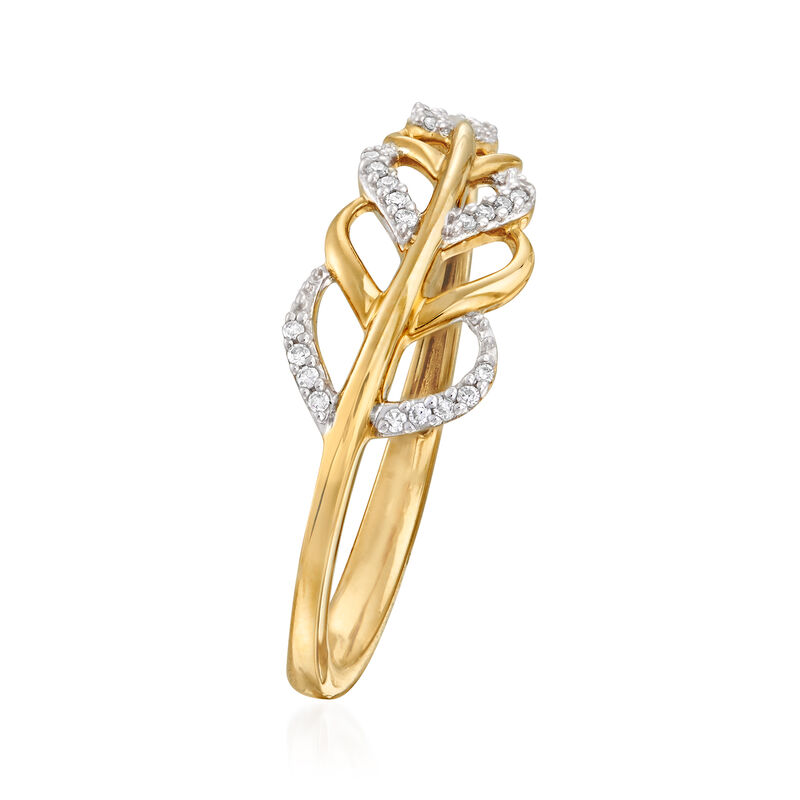 14kt Yellow Gold Diamond-Accented Leaf Ring image number 2